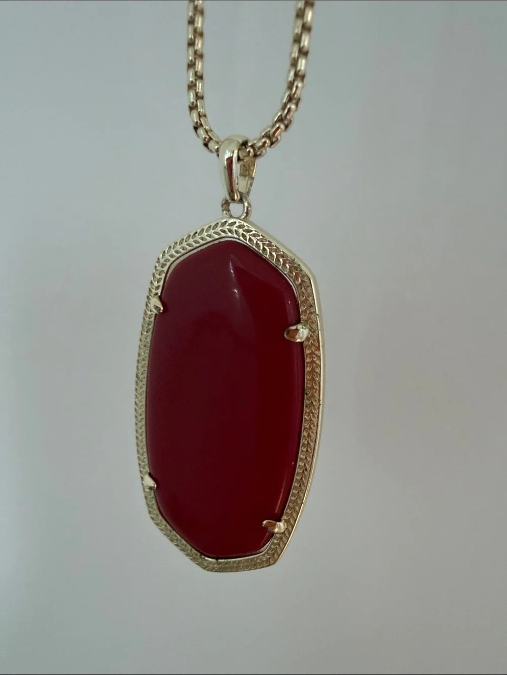 Kendra Scott Gold Chain Necklace with Red Oval Pendant